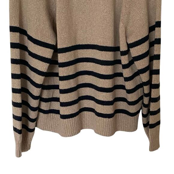 MARINE LAYER Claire Relaxed Knit Polo Sweater in Neutral Stripe, Size X-Large - Picture 10 of 15